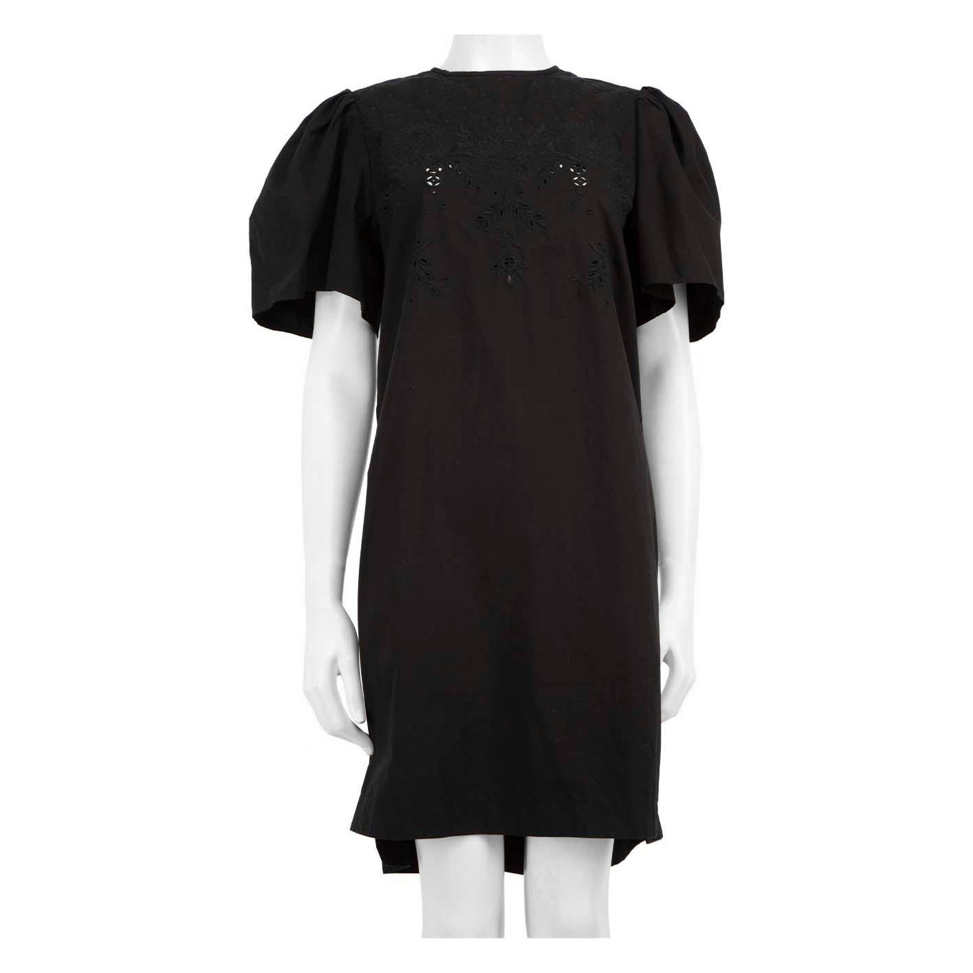Isabel Marant Isabel Marant Étoile Black Embroidered Short Sleeve Dress Size S For Sale