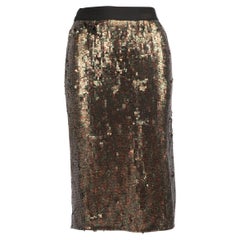 Tibi Silk Sequinned Midi Straight Skirt Size S