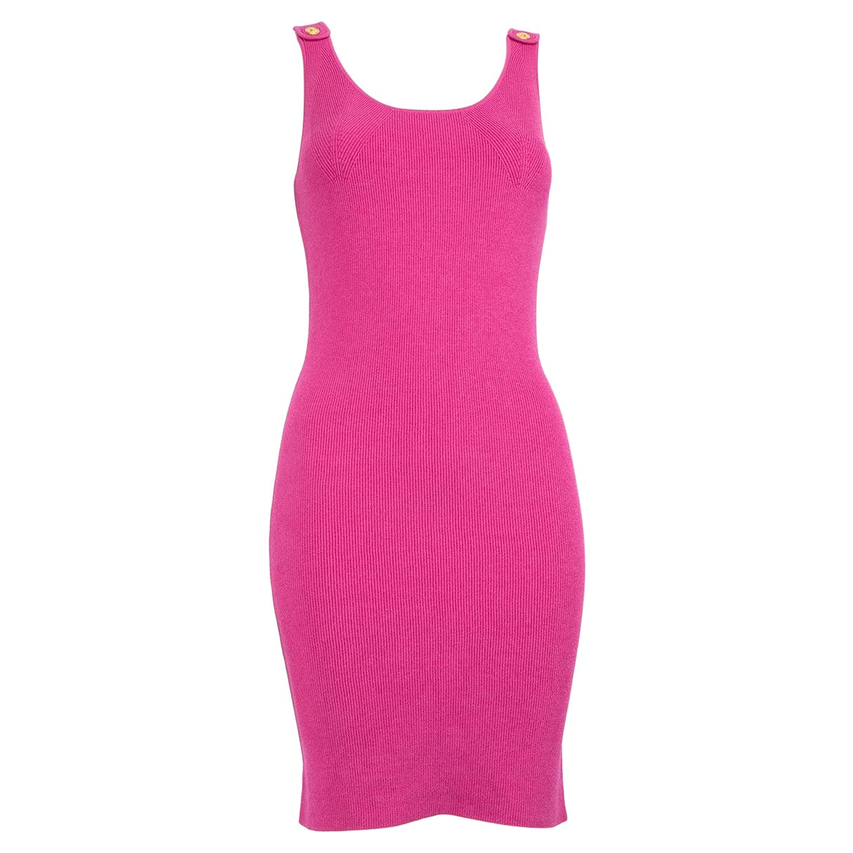 Versace Pink Gold Medusa Button Detail Mini Dress Size S For Sale