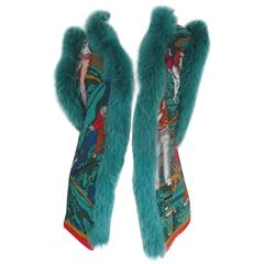 green golf vest trimmed with fox fur 12