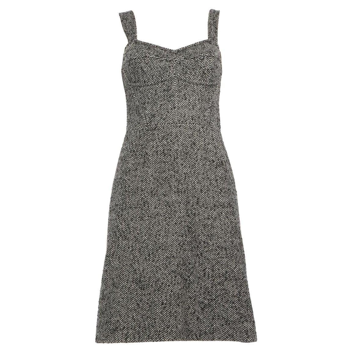 Dolce & Gabbana Grey Wool Tweed Dress Size M For Sale