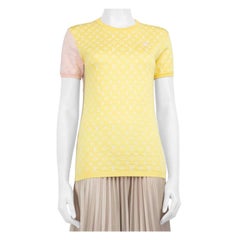 Louis Vuitton Yellow Monogram Silk Knit Sweater Top Size S