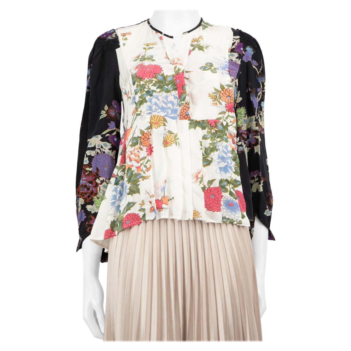 Isabel Marant Silk Floral Print Pleated Blouse Size S For Sale