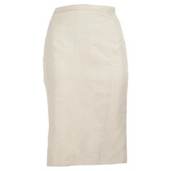 Giorgio Armani Falda lápiz estampado serpiente crema Talla S