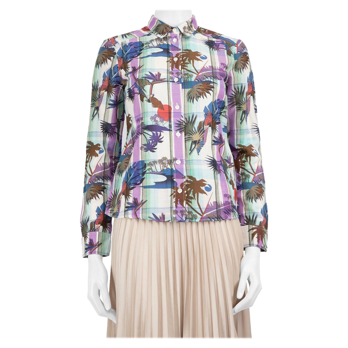 Gucci Leaf Print Check Shirt Size S For Sale