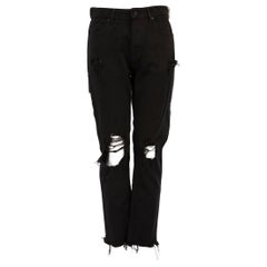 Alexander Wang Black Denim Zip Detail Ripped Jeans Size M
