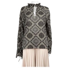Saint Laurent Schwarz-weiße Bluse mit Paisleymuster und Paisleymuster Größe S