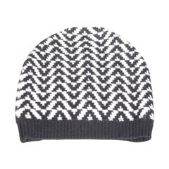 Valentino Garavani Black & White Wool Zig Zag Knit Beanie