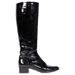 Saint Laurent Black Patent Knee High Boots Size IT 39.5