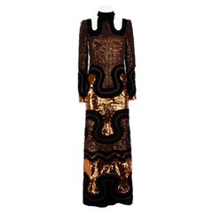 Robe à découpes en velours noir pailleté Tom Ford Taille XS