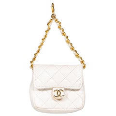 Chanel White Leather Micro Belt Bag Charm