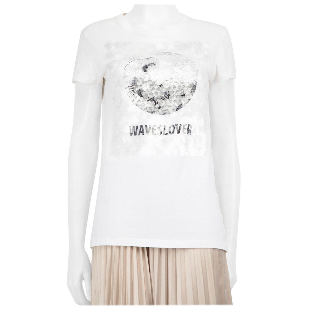 Valentino Garavani White Sequinned Graphic T-shirt Size S For Sale