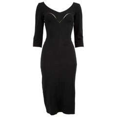 Louis Vuitton Vestido Midi Cuello en V Lana Negro Talla XS