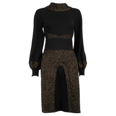 Chanel 2011 Pre-Fall Gold & Black Wool Dress Size XS
