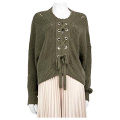 Isabel Marant Jersey caqui con cordones y cuello redondo Talla L
