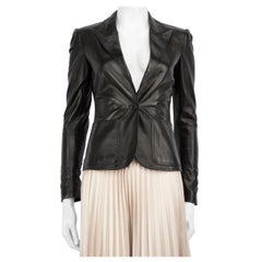 Gucci Black Leather Single Button Blazer Size XS