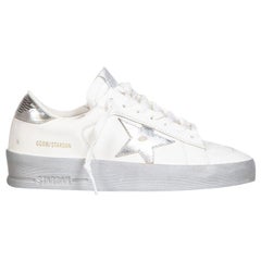 Golden Goose FW24 White Leather Silver Stardan Trainers Size IT 37