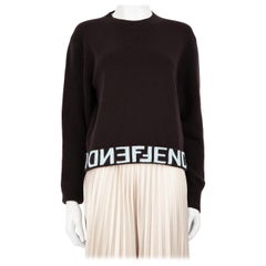 Fendi FW23 Maglione in maglia di lana marrone scuro taglia S