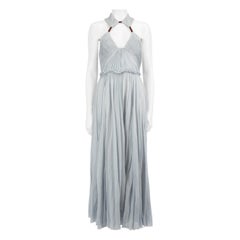 Gabriela Hearst Blue Halter Neck Pleated Dress Size S