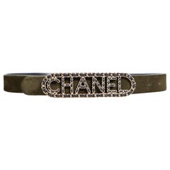Chanel Woven Logo Buckle Suede Belt