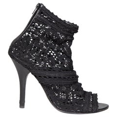 Dolce & Gabbana Black Crochet Lace Peep Toe Boots Size IT 39