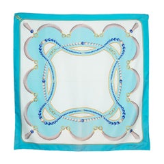 Cartier Must De Cartier Blue Silk Square Scarf