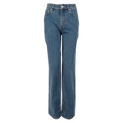 Burberry Blue Logo Patch Straight Fit Jeans Size S