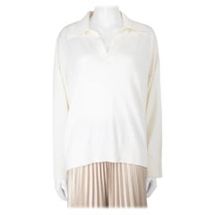 Bottega Veneta Top de punto blanco de manga larga Talla M