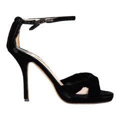 Jimmy Choo Black Velvet Sandals Size IT 39