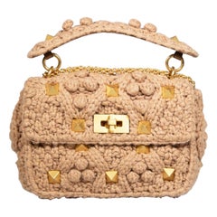 Valentino Garavani Beige Cashmere Roman Stud Bag