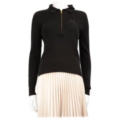 Bally Black Logo Embroidered Ribbed Knit Jumper Size L