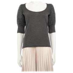Pull à manches ballon en laine gris Miu Miu Taille S