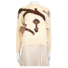 Hermès Vintage Ecru Mushroom Knit Sweater Size S