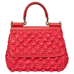 Dolce & Gabbana Mini bolso tejido Sicilia rojo