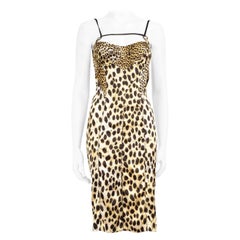 Roberto Cavalli Leopard Knee Length Sleeveless Dress Size S