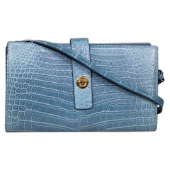 Loro Piana - Sac à bandoulière en cuir de crocodile bleu
