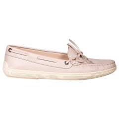 Tod's Pink Leather Bow Loafers Size IT 38