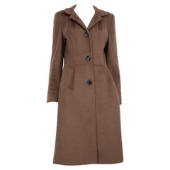 Escada Brown Angora Wool Single Breasted Coat Size M