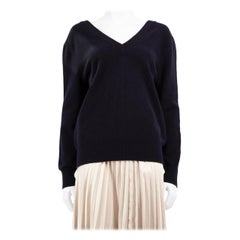 Victoria Beckham Navy Wool V-Neck Jumper Size S