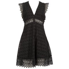 Sandro Black Lace V Neck Mini Dress Size M