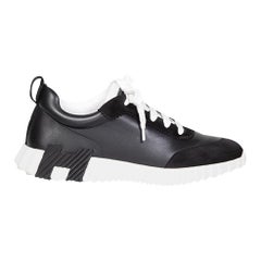 Hermès Black Leather & Suede Bouncing Trainers Size IT 40