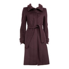 Sportmax Burgundy Wool Belted Long Coat Size S