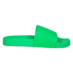 Bottega Veneta Green Rubber Quilted Slides Size IT 39