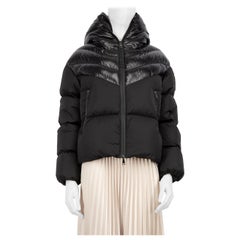 Used Moncler Black Puffer Hooded Jacket Size L