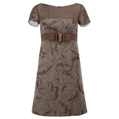 Valentino Garavani Brown Bow Detail Shortsleeve Dress Size M