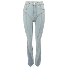 Mugler Jeans a spirale in denim blu chiaro a vita alta taglia S
