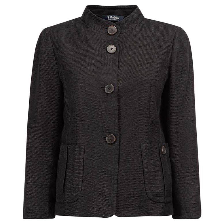 Max Mara S Max Mara Black Woven Button Down Jacket Size M