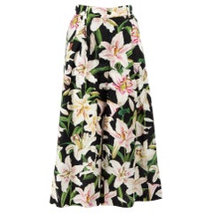 Dolce & Gabbana Lily Print Wide Leg Trousers Size XXS