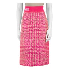 Fendi, jupe midi rose à motif pied-de-poule, taille XS
