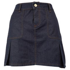 Gucci Blue Denim Beaded Logo Mini Skirt Size M